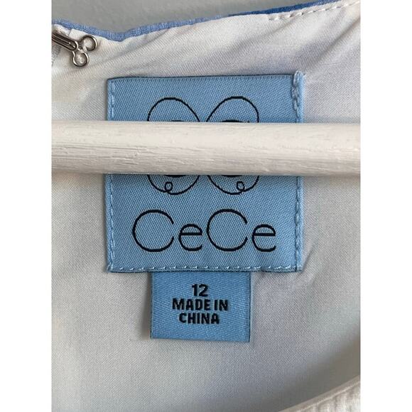 NWT CeCe Spring Meadow Floral Grid Dress New Ivory Women's Size 12 - Picture 9 of 12